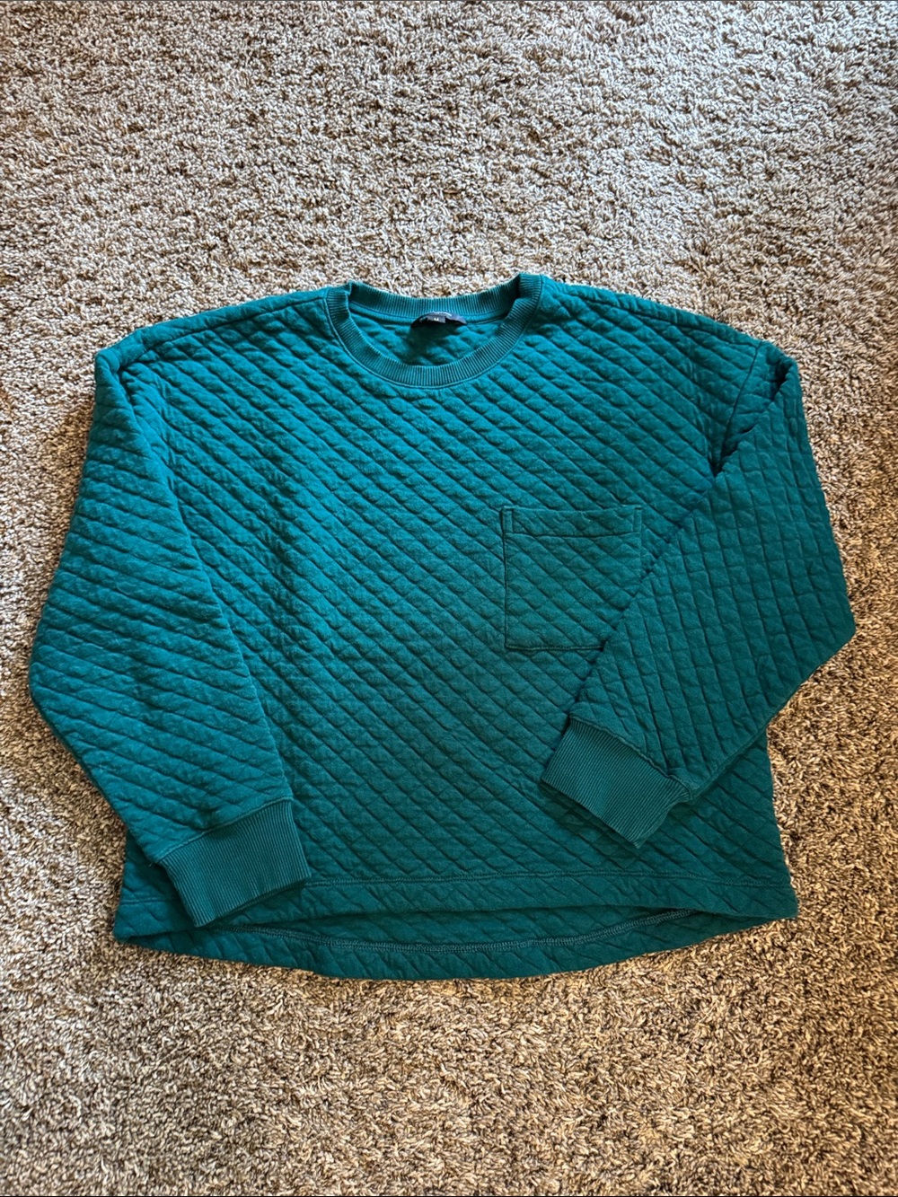 Quilted Crewneck Sweatshirt in Teal